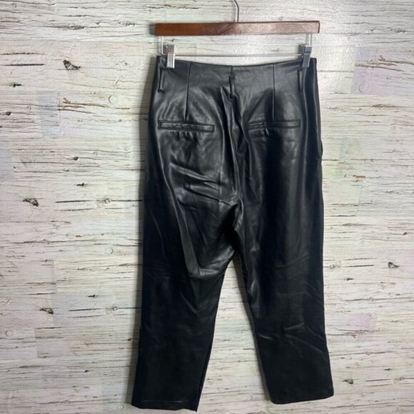 Abercrombie & Fitch Faux Leather Paper Bag Waist Pants Black Size medium - Picture 8 of 8